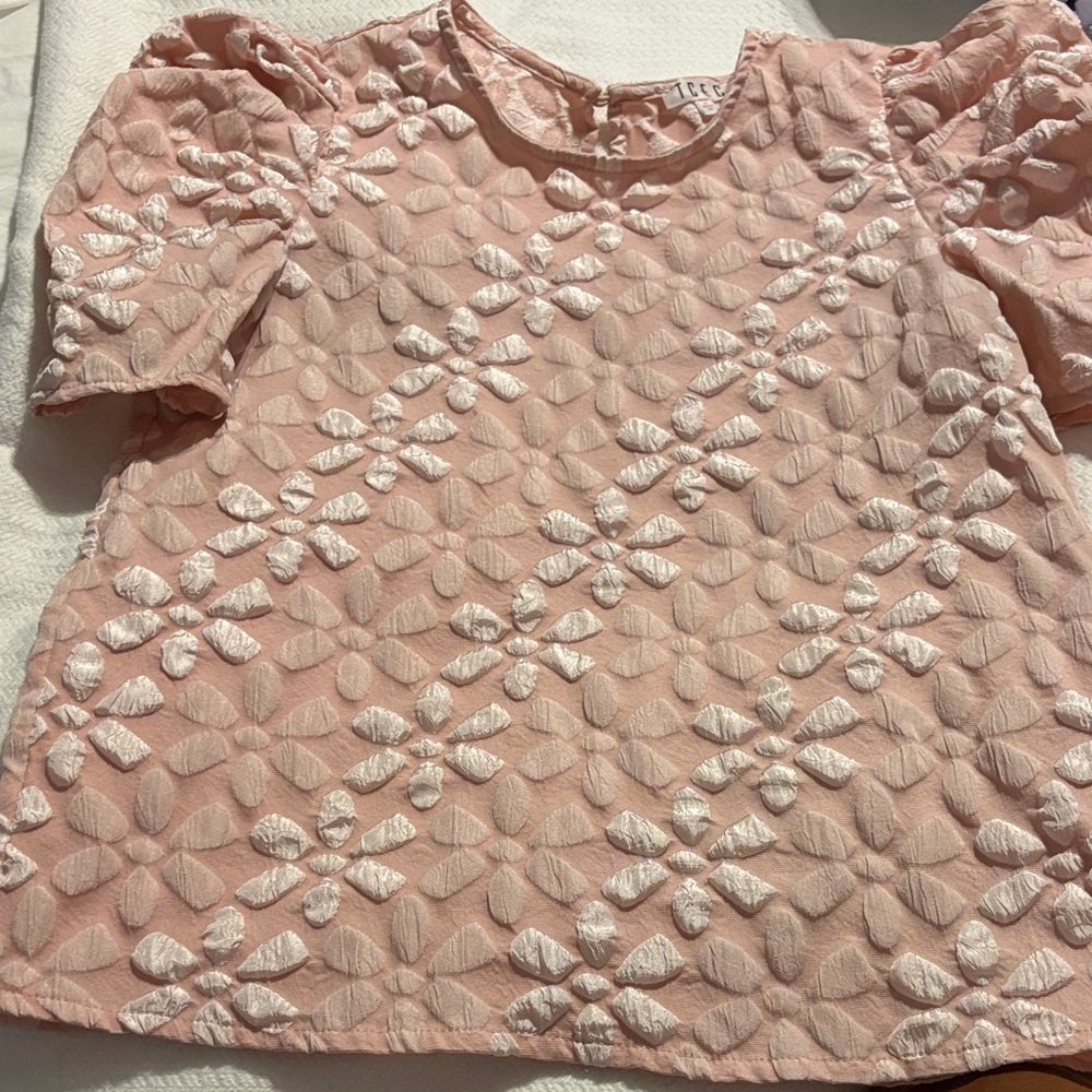 Anthropologie TCEC Blush Pink Blouse with Textured Design